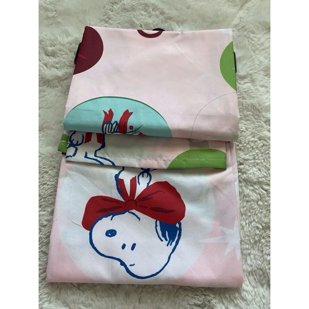 Peanuts Snoopy Woodstock Christmas Ornaments‎ Fabric Shower Curtain 72X72” Pink
